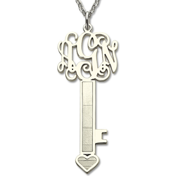 Personalized Key Necklace Sterling Silver with Monogram - Handmade By AOL Special