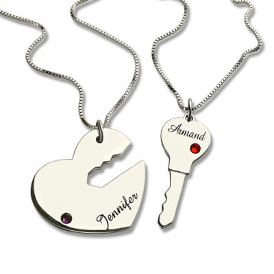 Key to My Heart Name Pendant Set For Couple - Handmade By AOL Special