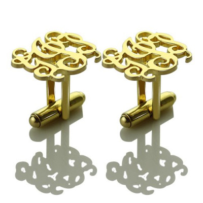 Monogrammed Cuff links Cut Out Initials 18ct Gold Plated - Handmade By AOL Special