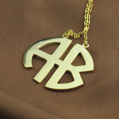 Two Initial Block Monogram Pendant 18ct Gold Plated - Handmade By AOL Special