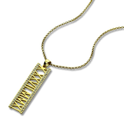 18ct Gold Plated Roman Numeral Necklace With Birthstone - Handmade By AOL Special