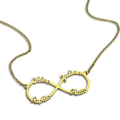 Custom 18ct Gold Plated Infinity Necklace 4 Names - Handmade By AOL Special