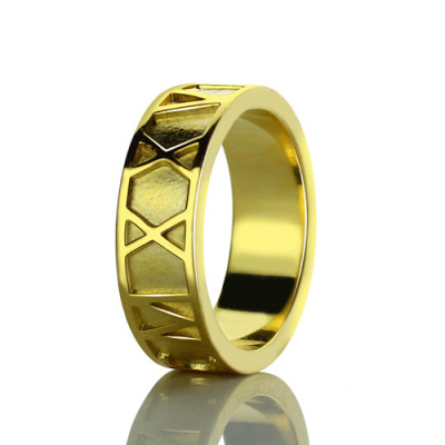 18ct Gold Plated Roman Numeral Date Rings - Handmade By AOL Special