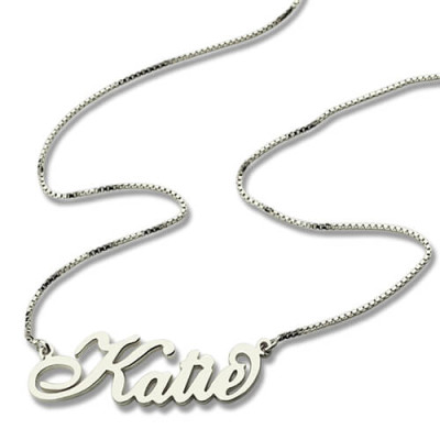 Personalized Nameplate Necklace Carrie Stering Silver - Handmade By AOL Special