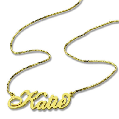 Personalized Necklace Nameplate Carrie in 18ct Gold Plated - Handmade By AOL Special