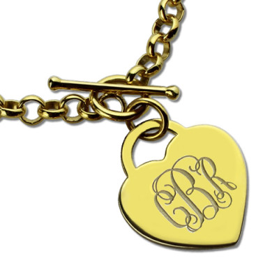 Heart Monogram Initial Charm Bracelets In 18ct Gold Plated - Handmade By AOL Special