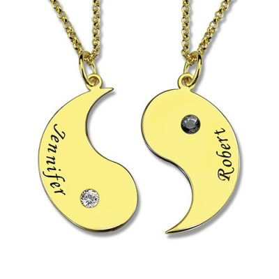Yin Yang Necklaces Set for Couples or Friend 18ct Gold Plated - Handmade By AOL Special