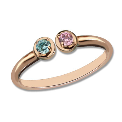 Dual Birthstone Ring 18ct Rose Gold Plated Silver - Handmade By AOL Special