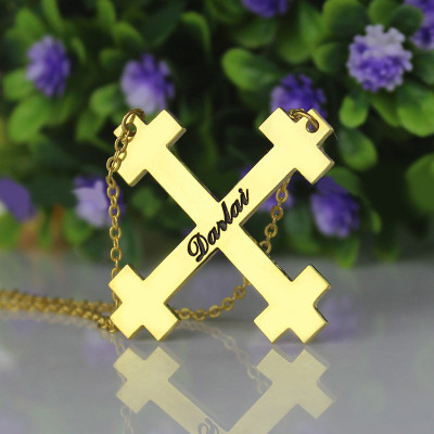 Gold Plated Silver Julian Cross Name Necklaces Troubadour Cross - Handmade By AOL Special