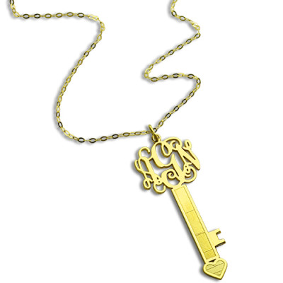 18ct Gold Plated Key Monogram Initial Necklace - Handmade By AOL Special