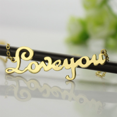 Personalized 18ct Gold Plated French Font I Love You Name Necklace - Handmade By AOL Special