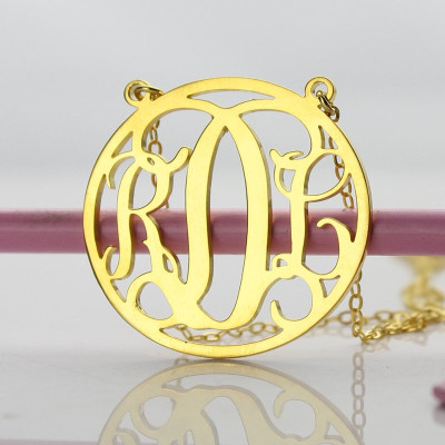 Circle 18ct Solid Gold Initial Monogram Name Necklace - Handmade By AOL Special