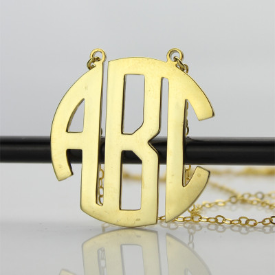 Solid Gold 18ct Initial Block Monogram Pendant Necklace - Handmade By AOL Special