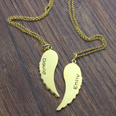 Matching Angel Wings Necklaces Set for Couple 18ct Gold plated - Handmade By AOL Special