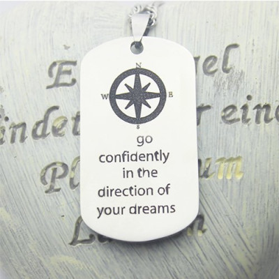 Compass Man's Dog Tag Name Necklace - Handmade By AOL Special