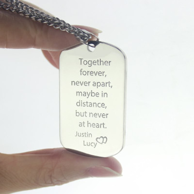 Man's Dog Tag Love Theme Name Necklace - Handmade By AOL Special