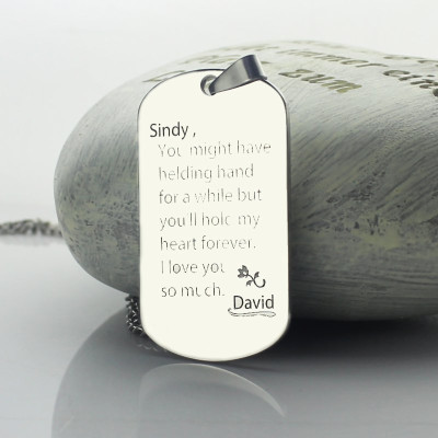 Man's Dog Tag Love and Family Theme Name Necklace - Handmade By AOL Special