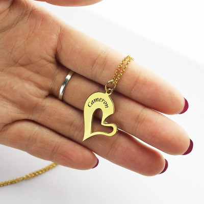 Double Name Heart Friend Necklace Couple Necklace Set 18ct Gold Plated - Handmade By AOL Special
