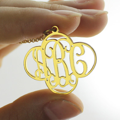 Personalized Cut Out Clover Monogram Necklace 18ct Gold Plated - Handmade By AOL Special