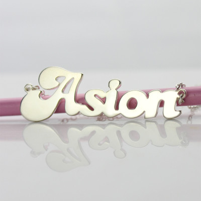 Personalized 18ct Solid White Gold BANANA Font Style Name Necklace - Handmade By AOL Special