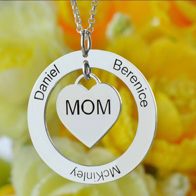 Family Names Necklace For Mom Sterling Silver - Handmade By AOL Special