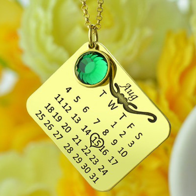 Birth Day Gifts - Birthday Calendar Necklace 18ct Gold Plated - Handmade By AOL Special