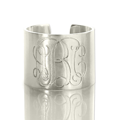Personalized Monogram Cuff Ring Sterling Silver - Handmade By AOL Special