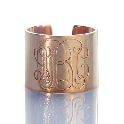 Engraved Monogram Cuff Ring Rose Gold - Handmade By AOL Special