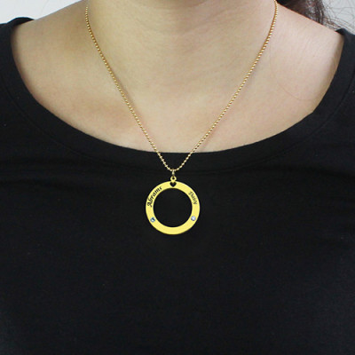 Circle of Love Name Necklace with Birthstone 18ct Gold Plated Silver - Handmade By AOL Special