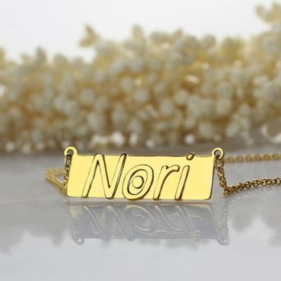 Custom Nameplate Bar Necklace 18ct Gold Plated - Handmade By AOL Special