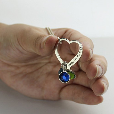 Open Heart Promise Phrase Necklace with Birthstone - Handmade By AOL Special