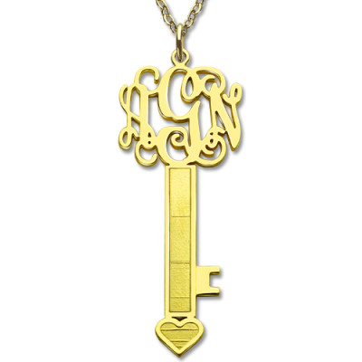 18ct Gold Plated Key Monogram Initial Necklace - Handmade By AOL Special