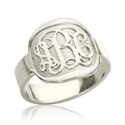 Engraved Designs Monogram Ring Sterling Silver - Handmade By AOL Special