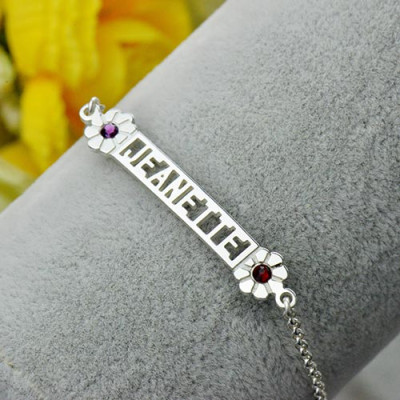 Personalized ID Birthstone Name Bracelet For Teens - Handmade By AOL Special