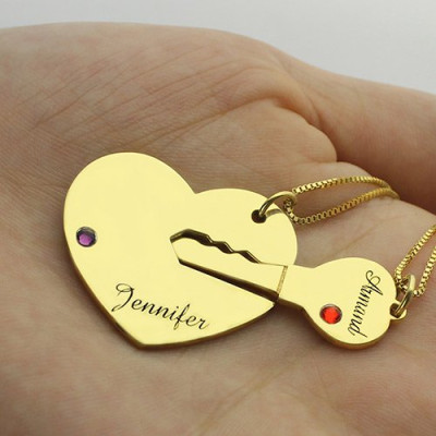 Key to My Heart Couple Name Pendant Necklaces Gold - Handmade By AOL Special
