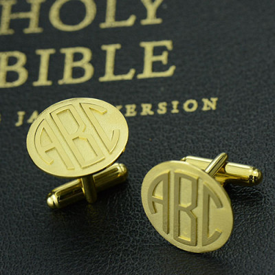 Cool Mens Cufflinks with Monogram Initial 18ct Gold Plated - Handmade By AOL Special