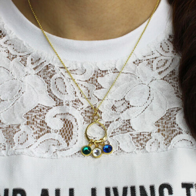 Personalized Family Infinity Necklace with Birthstones 18ct Gold Plate - Handmade By AOL Special