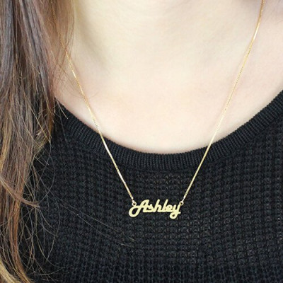 Retro Stylish Name Necklace 18ct Gold Plated - Handmade By AOL Special
