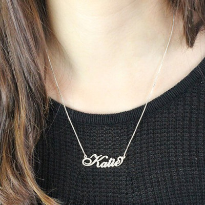 Personalized Nameplate Necklace Carrie Stering Silver - Handmade By AOL Special