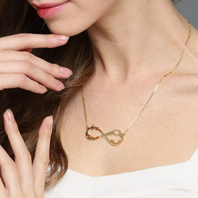 Heart Infinity Necklace 3 Names 18ct Gold Plated - Handmade By AOL Special
