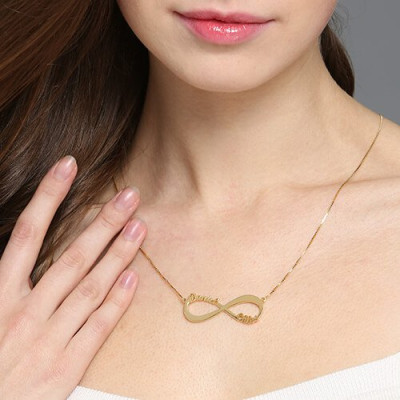 18ct Gold Plated Infinity Necklace Double Name - Handmade By AOL Special