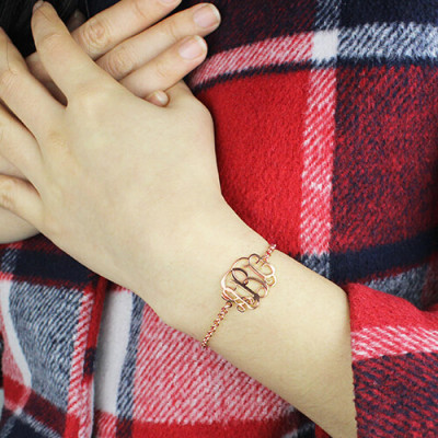 Rose Gold Plated Silver Monogram Bracelet - Handmade By AOL Special