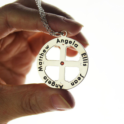 Family Circle Cross Name Necklace Silver - Handmade By AOL Special
