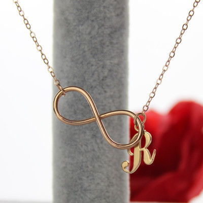 Rose Gold Plated Infinity Initial Necklace - Handmade By AOL Special