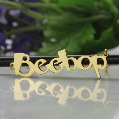 Solid Gold 18ct Personalized Beetle font Letter Name Necklace - Handmade By AOL Special