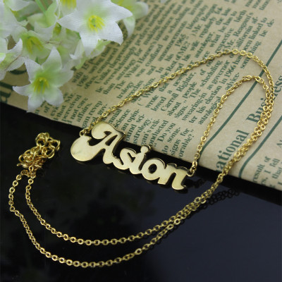 Personalized 18ct Gold Plated BANANA Font Style Name Necklace - Handmade By AOL Special