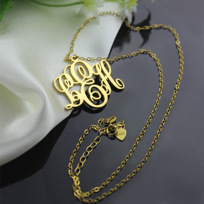 Personalized Vine Font Initial Monogram Necklace 18ct Gold Plated - Handmade By AOL Special