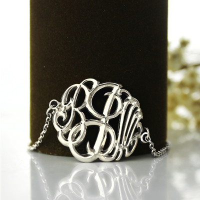 Sterling Silver Monogram Bracelet Hand-painted - Handmade By AOL Special