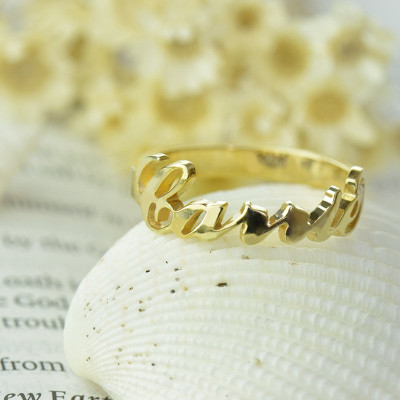 Custom Carrie Name Rings 18ct Gold Plated - Handmade By AOL Special