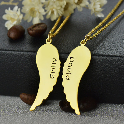 Matching Angel Wings Necklaces Set for Couple 18ct Gold plated - Handmade By AOL Special